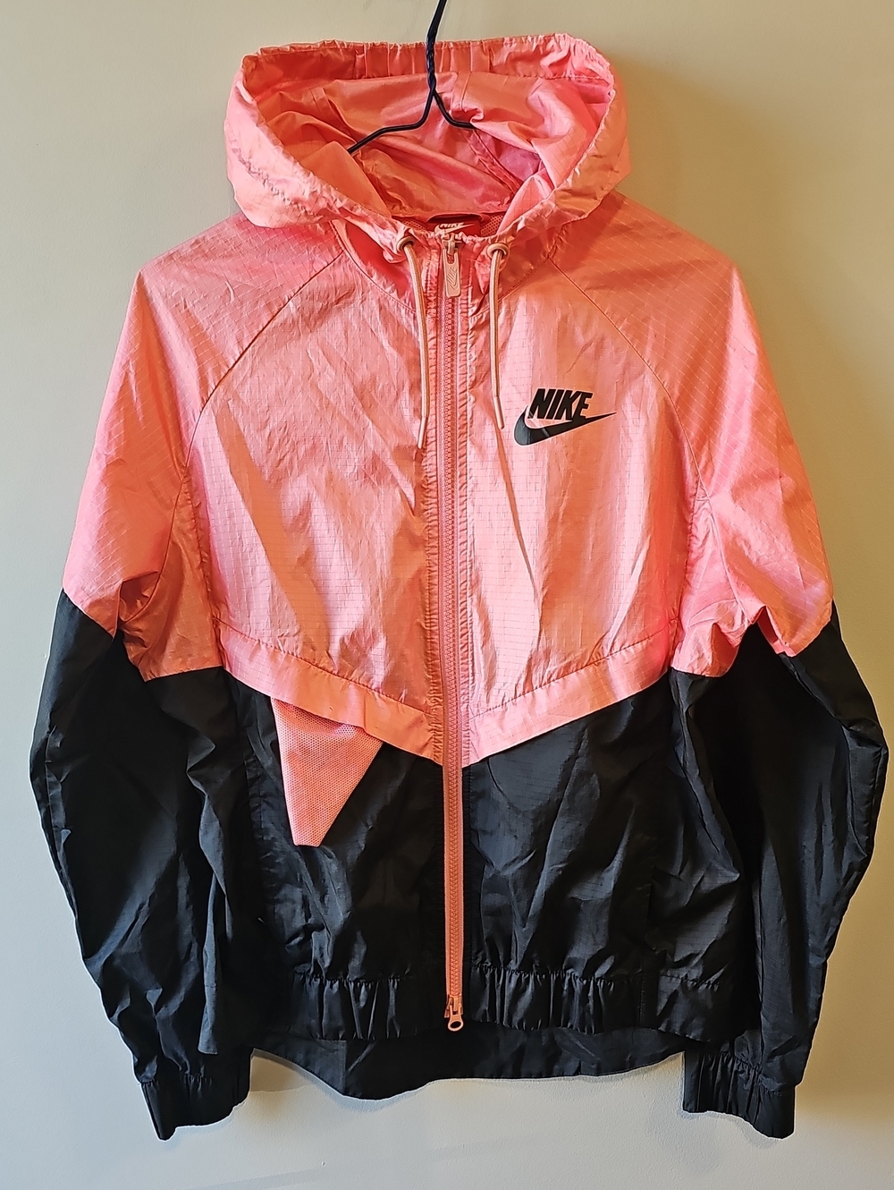 Nike Small Coral Pink and Black Hooded Full Zip Light Jacket